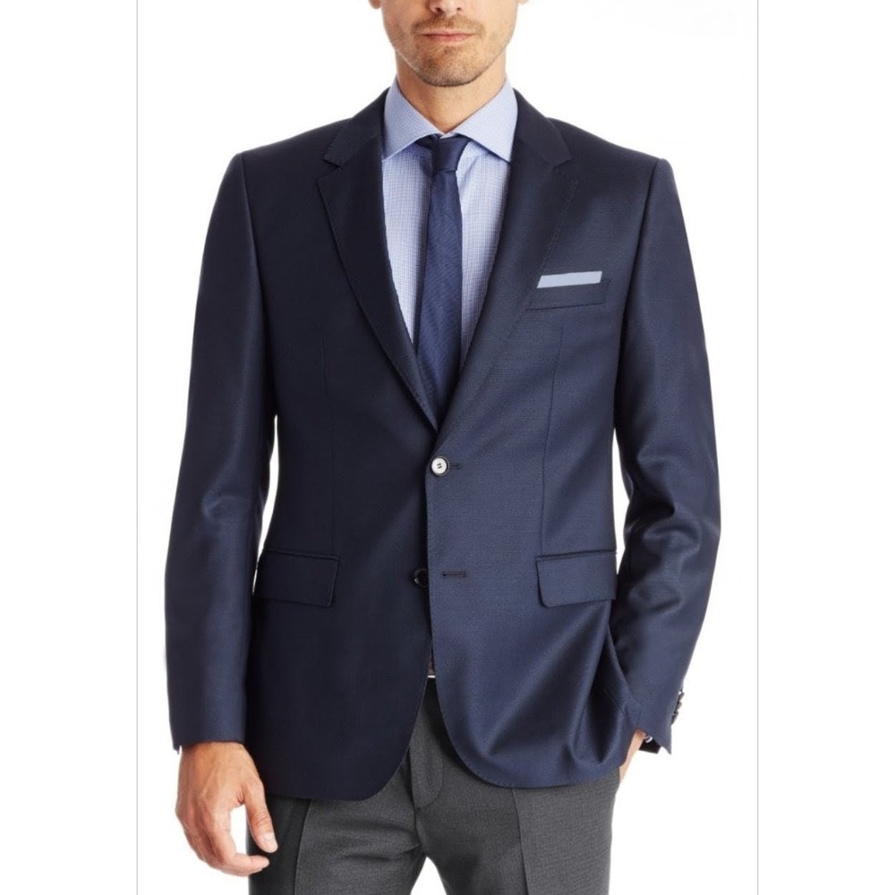 Boss Hugo Boss The James3 Sharp5 Suit Jacket 38R Navy Blue 100% Virgin Wool